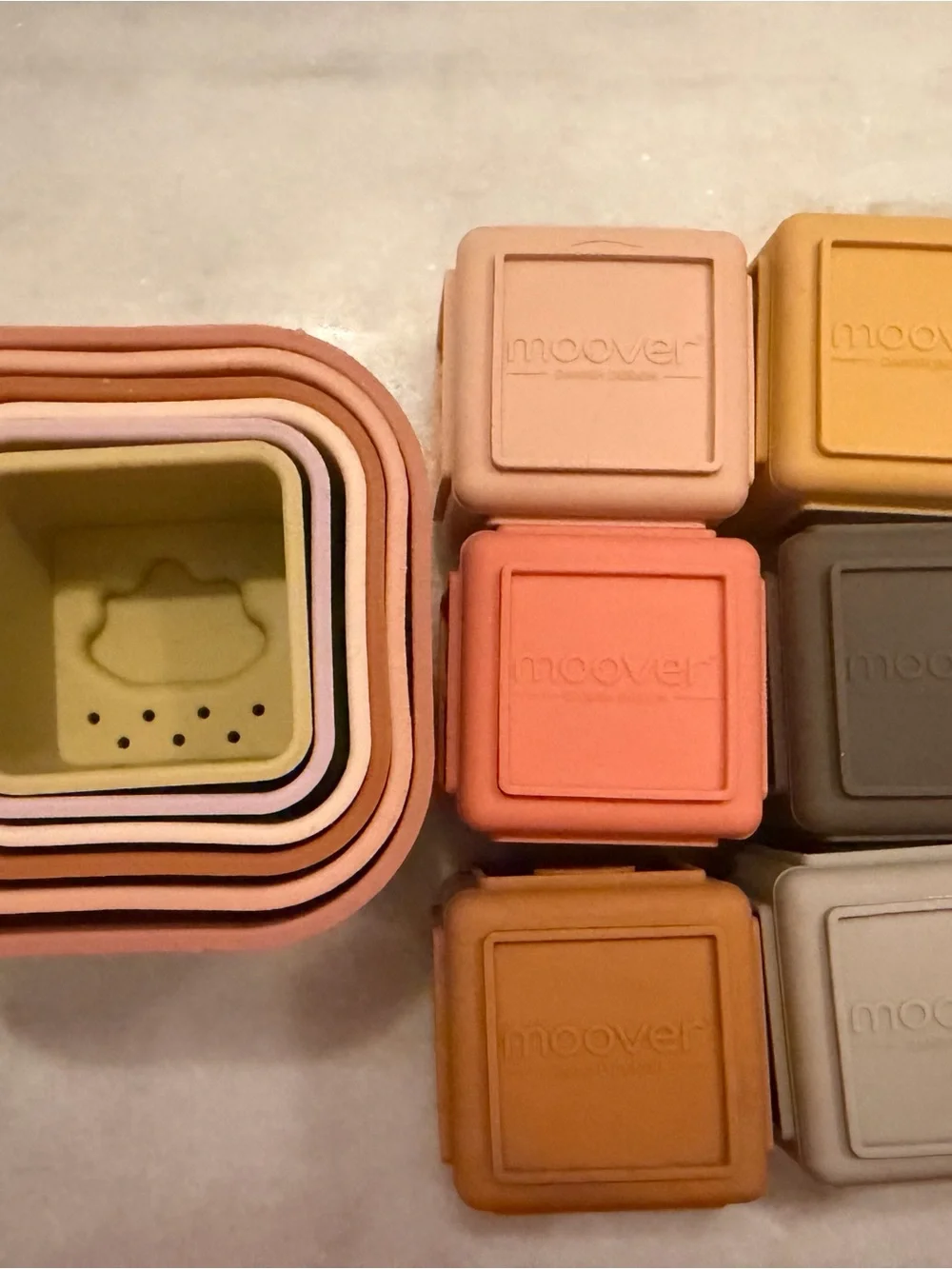 Neutral Pastel Silicone Stacking & ABC Blocks Set - Unbranded